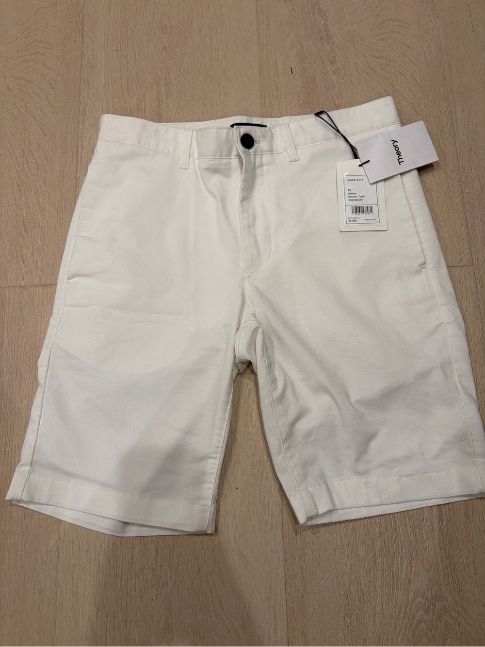 Theory Men's White Flat-Front Twill Shorts Size 28 BNWT